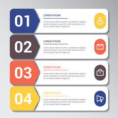 Four step infographic template with icons and numbers for business goals and objectives