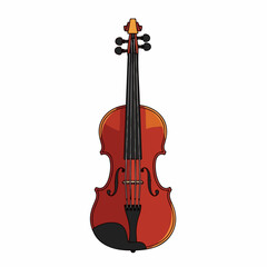 Fototapeta premium Cartoon fiddle against plain white background, fiddle shows artistic rendition of string instrument, fiddle is suitable for educational materials. Elegant fiddle,