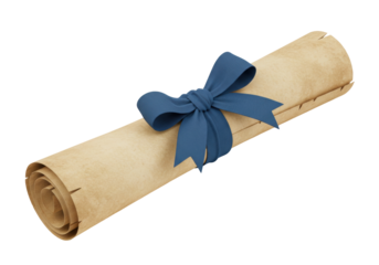 Isolated graduation diploma with blue ribbon for school college university degree design