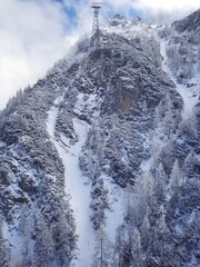 Amazing panorama in winter in a sunny day mountain peak, Austria