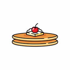 Pancakes with cherry and butter represent a delicious treat. Pancakes with cherry and butter, sweet breakfast treat on white background offers enjoyable start.