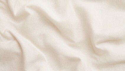 Fototapeta premium Soft cream cotton material texture with natural wrinkles, ideal for textile design or backgrounds.