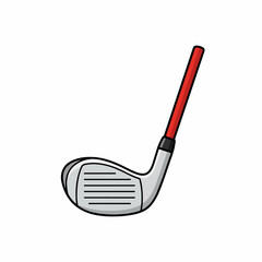 Golf club isolated on white background displays sport equipment design with red grip, as golf club aislado sobre fondo blanco shows details. Golf club is essential for practice.