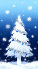 christmas tree with snow