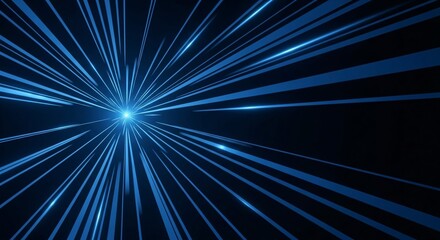 abstract dark background of light with stripes of Blue colourful rays moving from the center