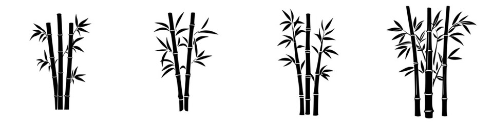 Naklejka premium Bamboo silhouettes showcasing intricate shapes and forms against a plain background