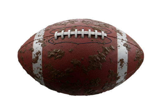 Muddy American Football PNG Image Isolated on Transparent Background for Sports Designs and Illustrations