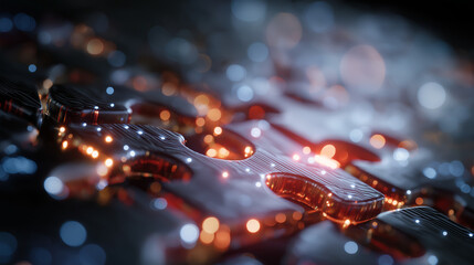 Abstract Puzzle: A macro view of interlocking puzzle pieces with soft-focused bokeh lights illuminating the scene, symbolizing unity, connectivity, and complex problem-solving.