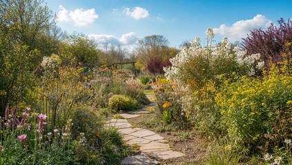 Fototapeta premium Stunning Spring Garden with White Flowers Outdoors