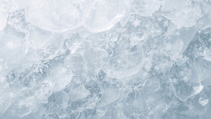 Fototapeta premium Texture of frozen water formed by large ice crystals, abstract winter background with snow and nature elements