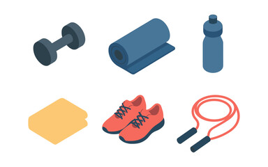 Isometric fitness equipment set with dumbbell, yoga mat, and more