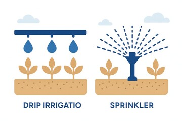 Innovative irrigation techniques showcased through the distinct modalities of drip irrigation and sprinkler systems highlighting water efficiency and crop sustainability for modern agriculture