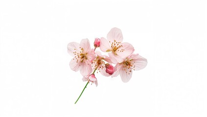 Naklejka premium Isolated blossoms of cherry on a white backdrop