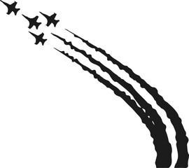 Black fighter jet silhouette vector. Military aircraft illustration for defense, aviation, air force, combat, and tactical design. Ideal for logos, posters, infographics, and digital artwork.