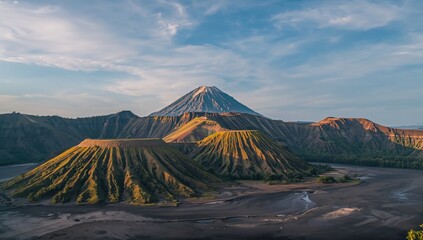 Fototapeta premium Scenic panorama of an active volcano in Southeast Asia