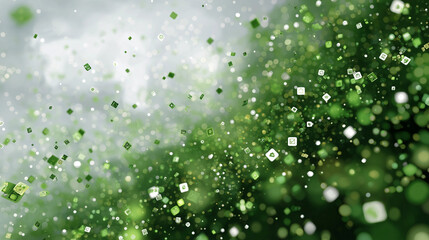 Fototapeta premium Green Abstract: A dynamic display of green shapes dancing, evoking a sense of growth, freshness, and vitality. It's an ode to the invigorating power of nature. 