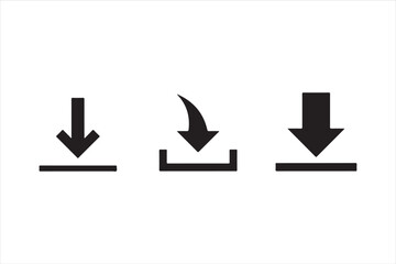 Download icons set of download symbols such as arrow, box, and line simple and minimalist design