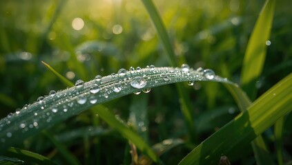 Macro view of droplets on surface