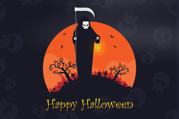 Halloween background flat design vector