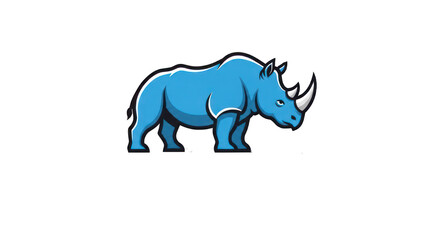Obraz premium Blue rhinoceros illustration against a transparent background for design projects