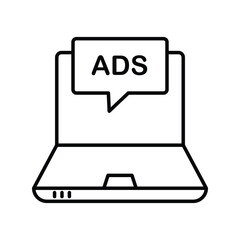 Ads icon with white background vector stock illustration