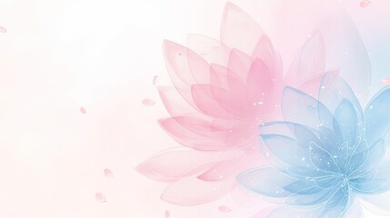 A blooming lotus flower with soft light pink and white petals, perfect for use in digital media such as websites, mobile app interfaces, social media, marketing materials, and posters.