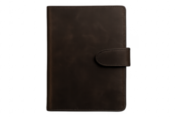 Brown leather bound planner with clasp closure