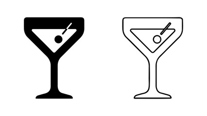 Martini glass with olive and swizzle stick with transparent background