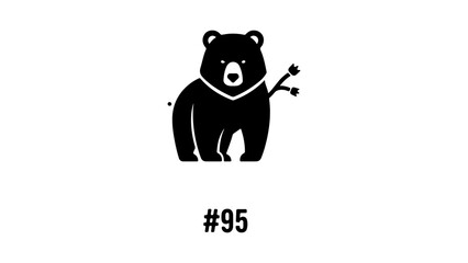 Bear with branch with transparent background