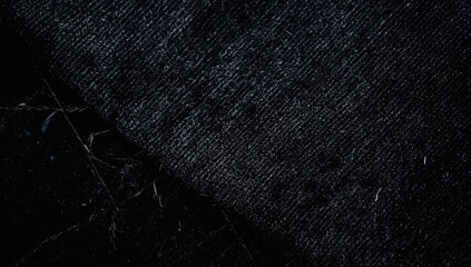 Close-up view of dark denim fabric texture