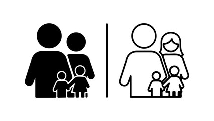 Family icon set with outline and solid styles