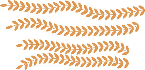 Four horizontal orange laurel branch borders on white