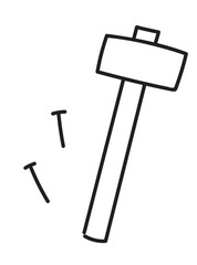 トンカチと釘_線画