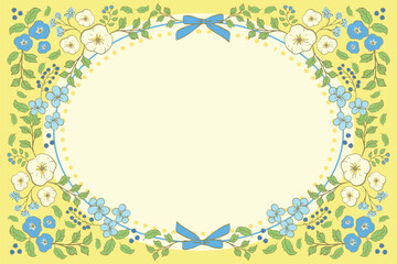 Retro Floral Frame Illustration Background Design in pastel colors, perfect for invitations, greeting cards, printable designs, creative templates and labels.