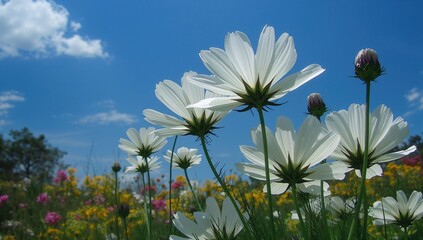 Floral Blooms Beneath a Clear Azure Sky