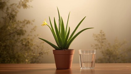 Fototapeta premium Potted Aloe Vera Houseplant