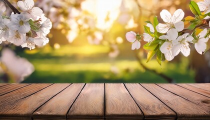 Spring Background Fruit Flowers On Wooden Table