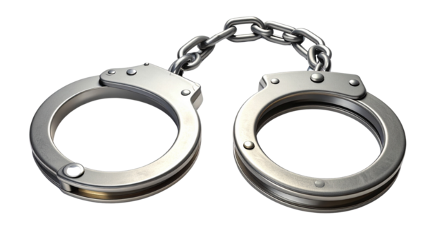  Twin variations of law enforcement handcuffs isolated on transparent background