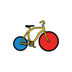 Fototapeta premium Colorful bicycle illustration with red and blue wheels.
