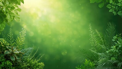 Vibrant garden scene with lush greenery and a fresh, natural vibe