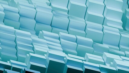 Obraz premium Abstract waving blue geometric cubes background