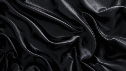 Obraz premium Luxurious fabric in dark silver tones with glossy black textile folds