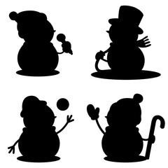 Snowman character silhouettes for christmas decor
