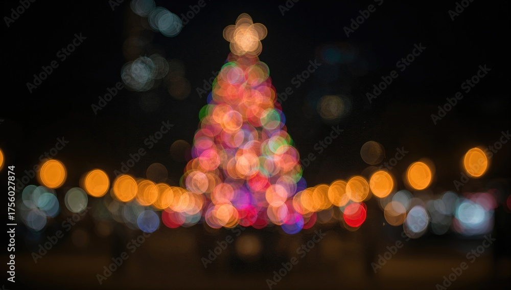 Wall mural abstract glowing bokeh pattern with circular light spots on dark background