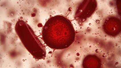 Microscopic view of amphibian blood showing oval red cells with nuclei, larger than human counterparts.