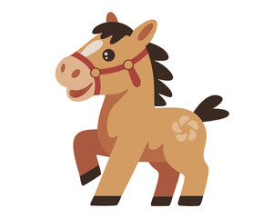 Cute Cartoon Horse Illustration for New Year’s Zodiac Design
