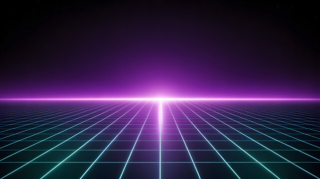 Abstract Neon Cyberpunk Background Wallpaper – Future Grid
