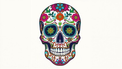 Vibrant skull artwork featuring typography in a 2D style. Premium quality graphic design.