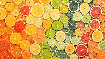 Colorful Citrus Fruit Arrangement with Slices of Various Varieties