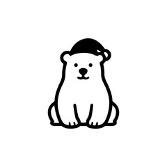 Whimsical Polar Bear with Santa Hat Vector Illustration